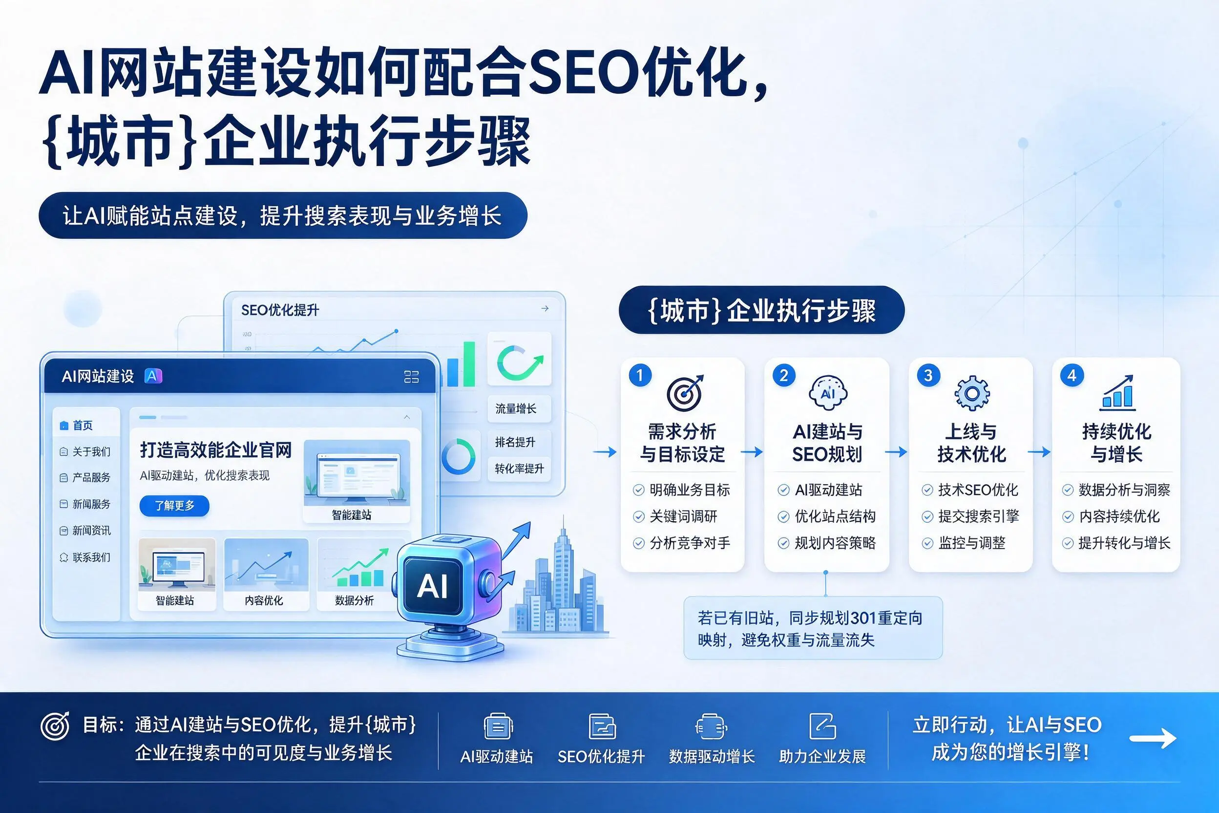 AI网站建设如何配合SEO优化,日喀则企业执行步骤