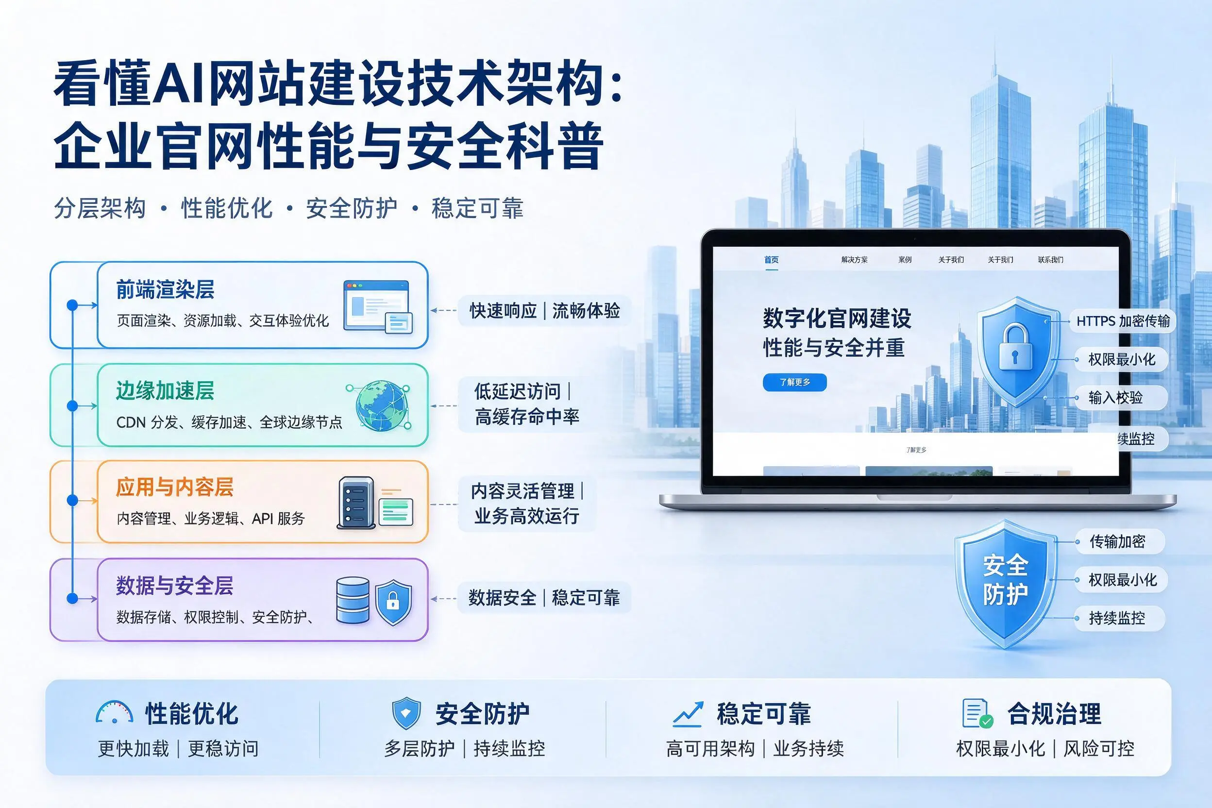 看懂AI网站建设技术架构：日喀则企业官网性能与安全科普