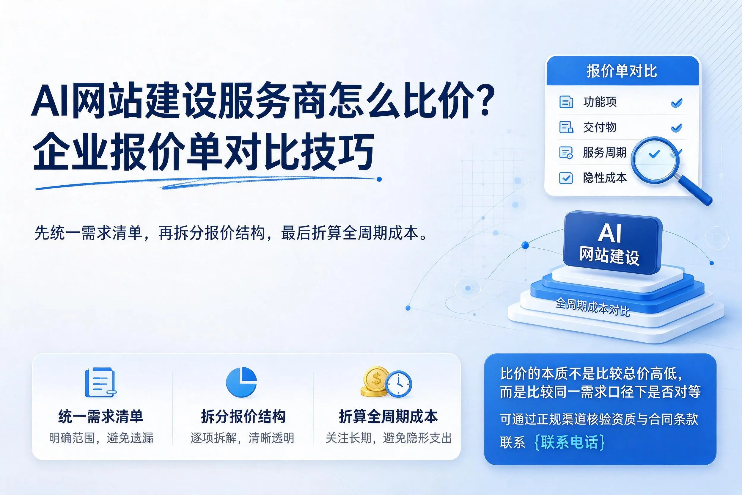 AI网站建设服务商怎么比价？日喀则企业报价单对比技巧
