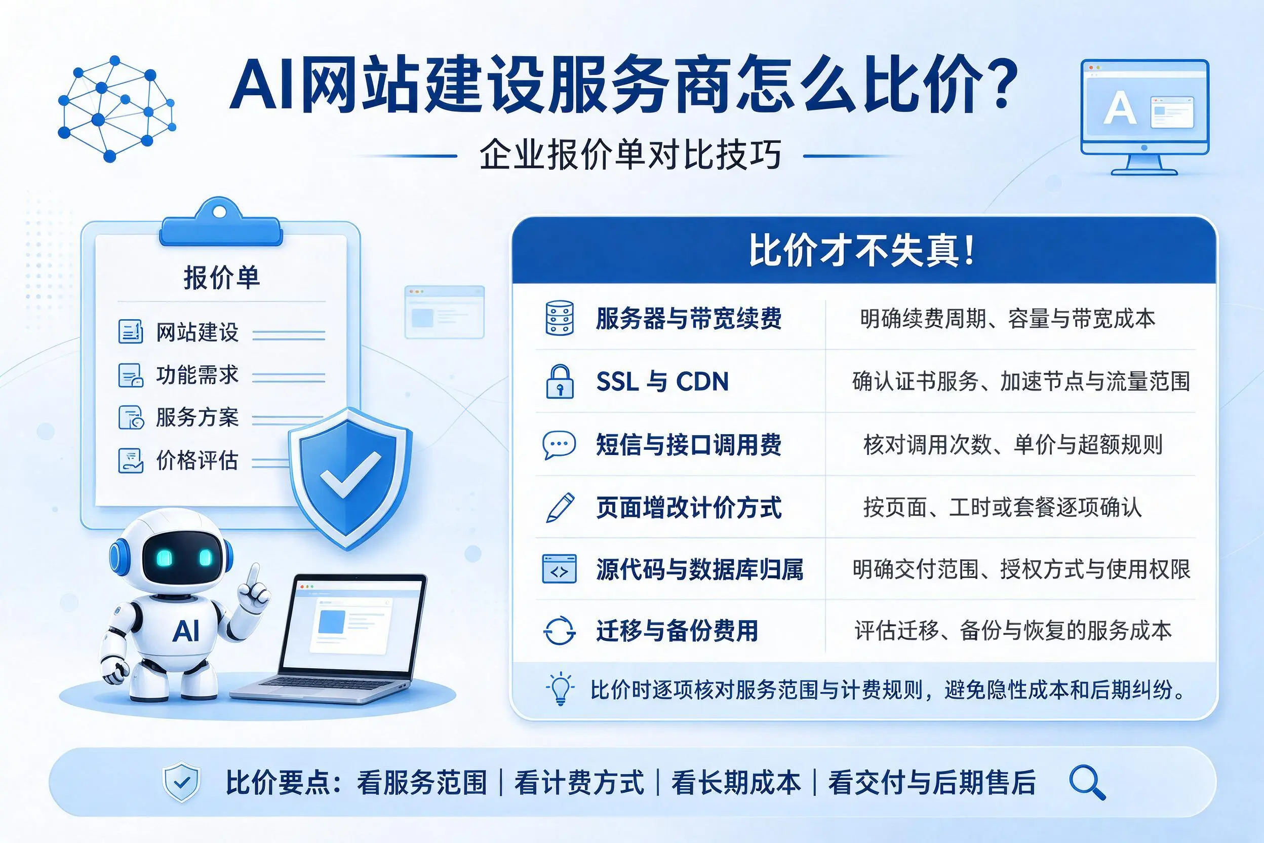AI网站建设服务商怎么比价？日喀则企业报价单对比技巧
