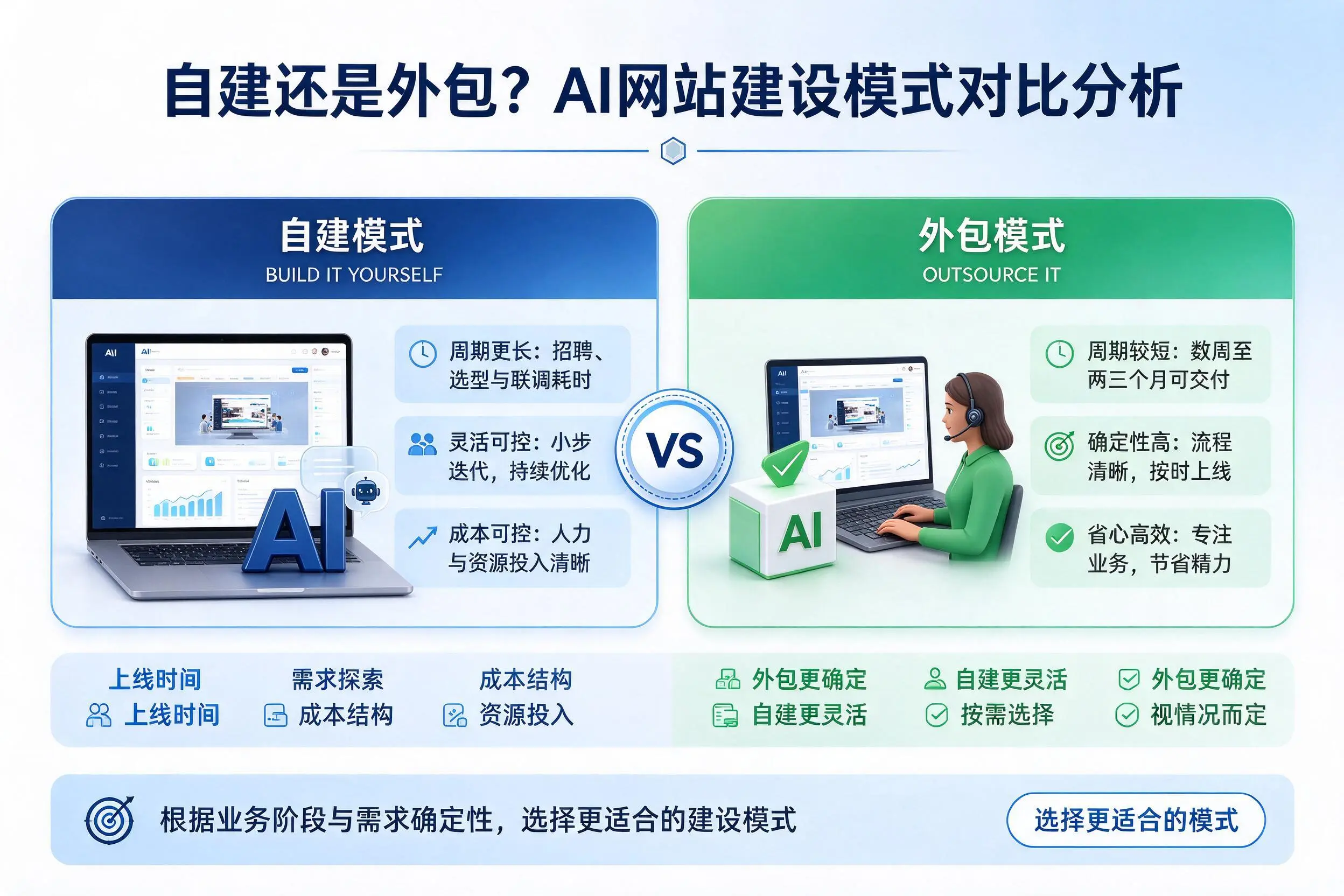 自建还是外包?日喀则AI网站建设模式对比分析