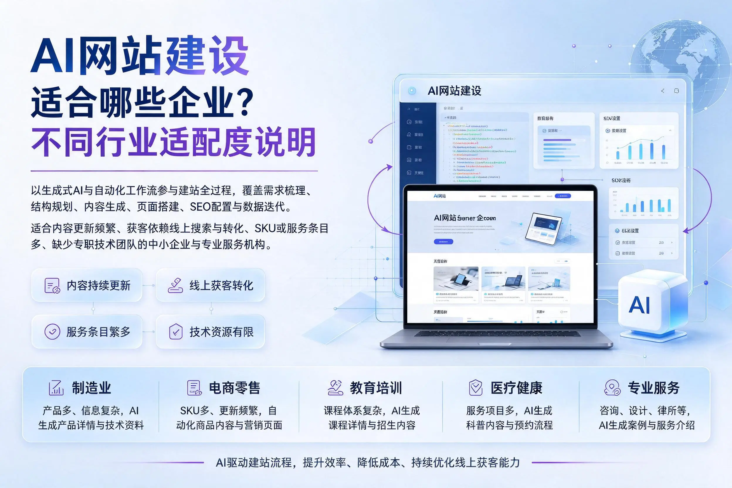 AI网站建设适合哪些企业?日喀则不同行业适配度说明